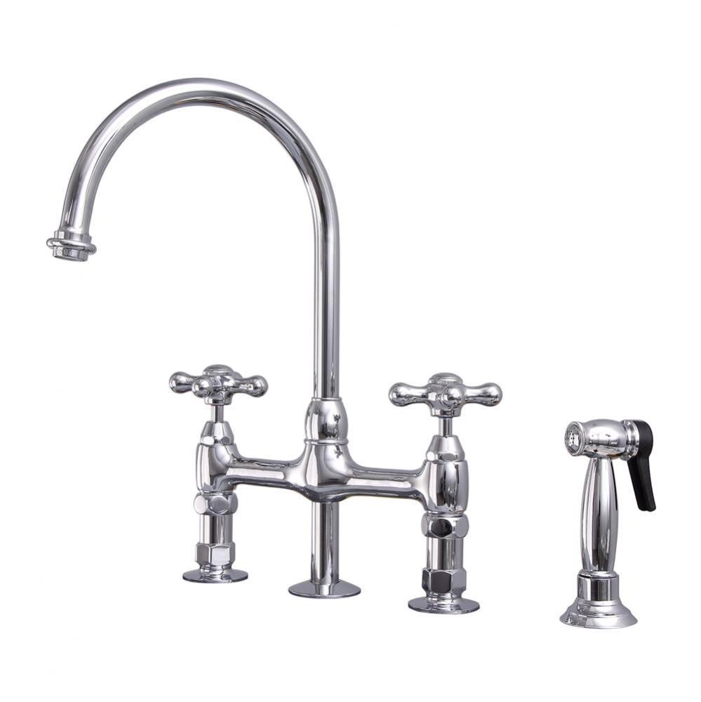 Harding Kitchen Bridge Faucet Sidespray & Metal Cross Hdl,CP