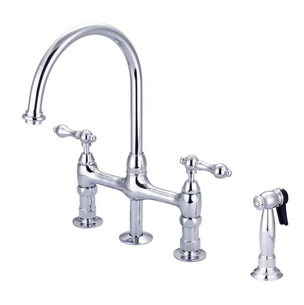 Harding Kitchen Bridge Faucet Sidespray & Metal Lever Hdl,CP