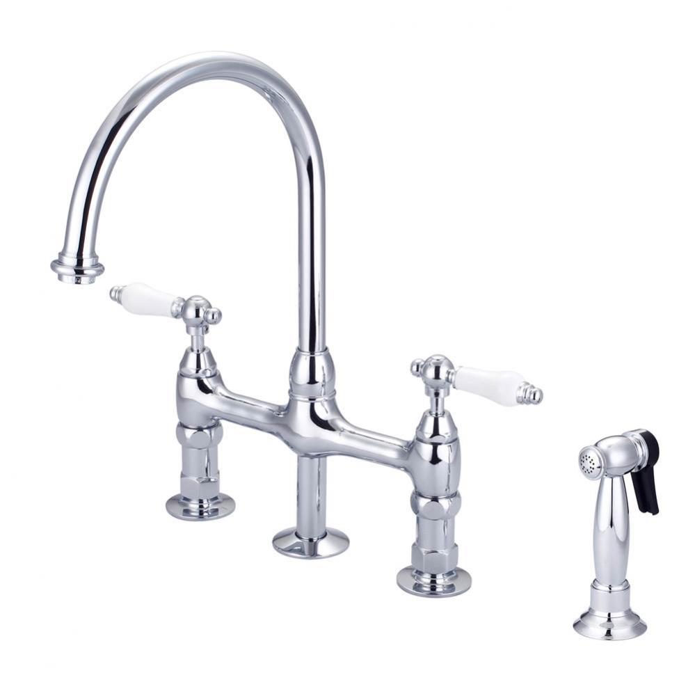 Harding Kitchen Bridge Faucet Sidespray & Porc Lever Hdl,CP