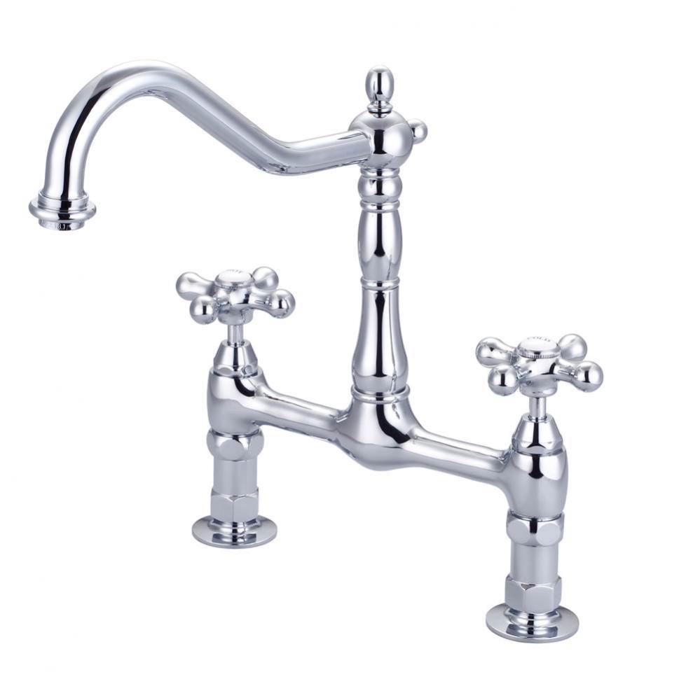 Guthrie Kitchen Bridge Faucet Metal Cross Handles, CP