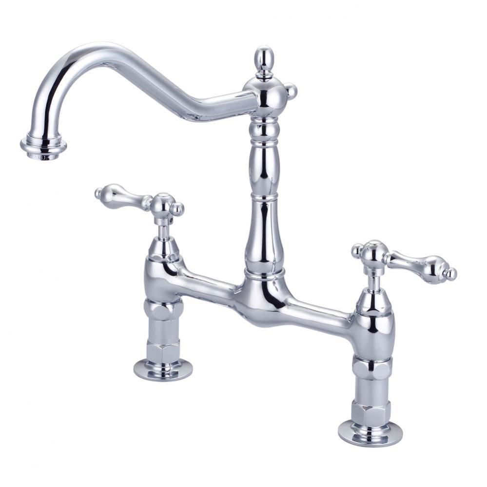 Guthrie Kitchen Bridge Faucet Metal Lever Handles, CP