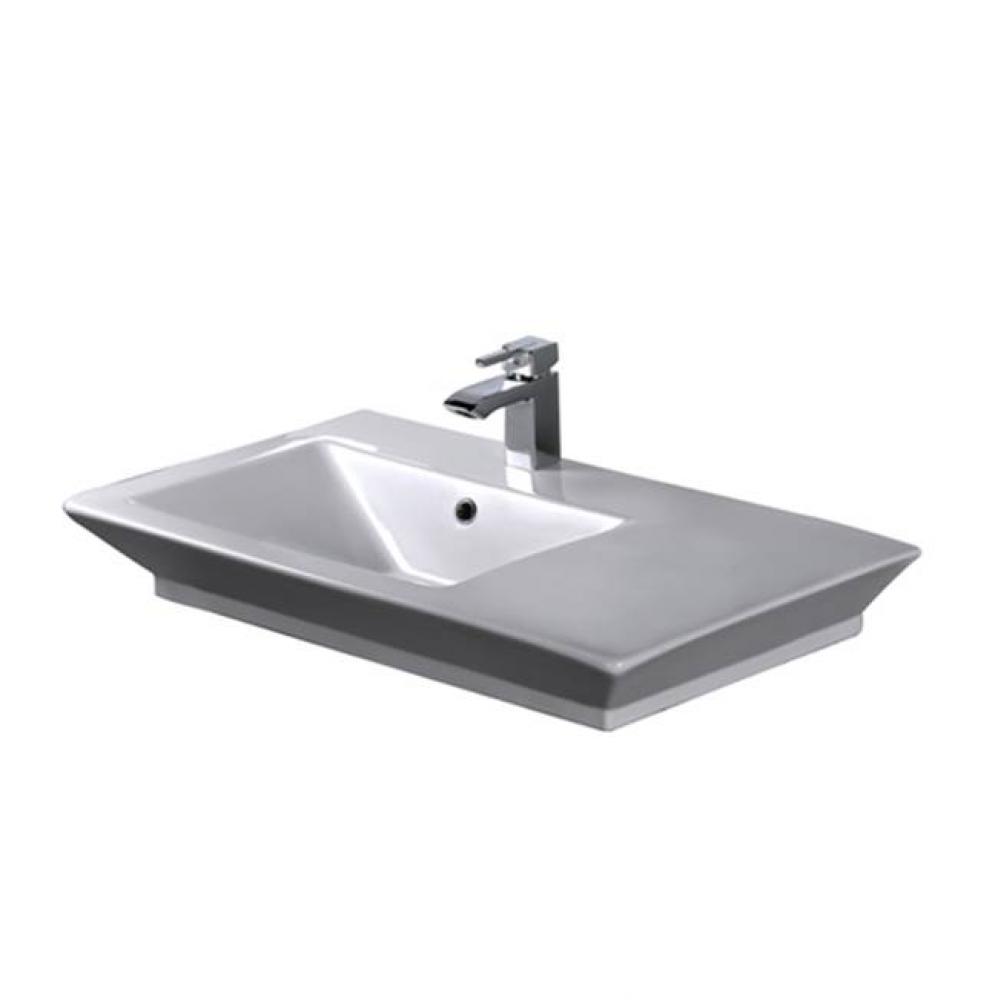Opulence Above Counter Basin 31-1/2'',White,Rect Bowl,8''WS