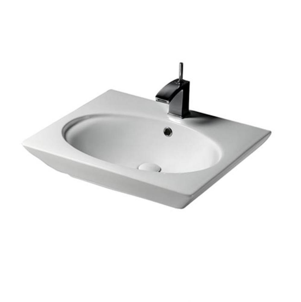 Opulence 23'' Basin, White Oval Bowl, 1 Hole