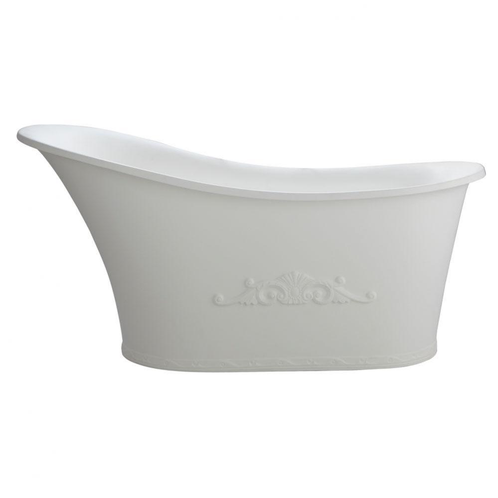 Ayanna BARstone Slipper Tub 59'' No Faucet Holes, White Matte