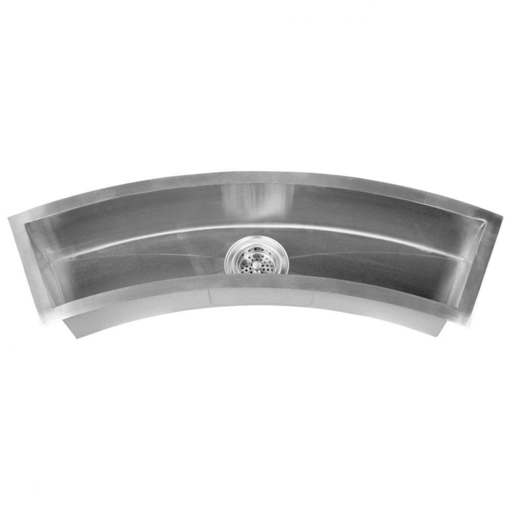 Wolcott 33'' Zero Radius SS Curved Trough Sink, 16 Gauge