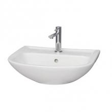 Barclay 4-122WH - Lara 510 Wall Hung Basin 1 faucet hole, White