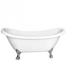 Barclay ADSTD63LP-WH-CP - Monterrey 63'' Acrylic Double Slipper Tub, No Holes, Overflow and Tap Deck, White, Polis