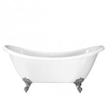 Barclay ATDSN69I-WH-CP - Merrick 69'' Acrylic Double Slipper Tub, No Holes, Overflow, White, Polished Chrome Impe