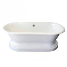 Barclay CTDRHB-WH - Duet Cast Iron Dbl Roll Tub WH w/base, 66'', 7'' Holes