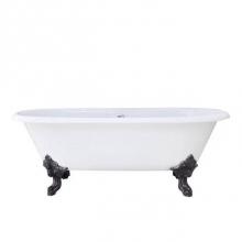 Barclay CTDRN72-WH-PN - Gallagher CI 72'' Dbl Roll Tub No Holes, PN Feet
