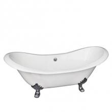 Barclay CTDSN61-WH-CP - Macon Cast Iron Dbl Slipper, 61'', WH, No Holes,CP Lion Feet