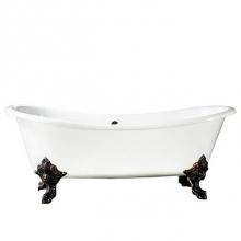 Barclay CTDS7H73L-WH-BN - Nelson 73'' CI Dbl Slipper Tub, White, 7'' Deck Holes, BN Feet
