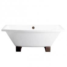 Barclay CTSQH67-WH - Athens Cast Iron Tub WH, 67'', 7'' Holes, Wooden Block Feet