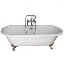 Barclay TKCTDRN-SN5 - Tub Kit 67'' CI Dbl Roll Top Filler, Supplies, Drain-BrNkl