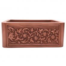 Barclay FSCSB3088-SAC - Cilantro 36'' Embossed Single Bowl Copper Apron Front Sink-SAC