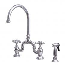 Barclay KFB504-MC2-CP - Banner Kitchen Bridge Faucet w Sidespray & Metal Cros Han, CP