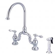 Barclay KFB504-ML-CP - Banner Kitchen Bridge Faucet w Sidespray & Metal Lver Han, CP