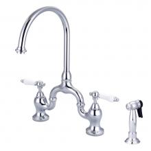 Barclay KFB504-PL-CP - Banner Kitchen Bridge Faucet w Sidespray & Porc Lever Han, CP