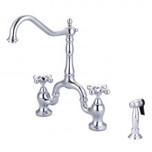 Barclay KFB506-MC-CP - Carlton Kitchen Bridge Faucet Sidespray & Metal Cross Hdl,CP
