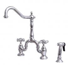 Barclay KFB506-MC2-CP - Carlton Kitchen Bridge Faucet Sidespray & Metal Cross Hdl,CP