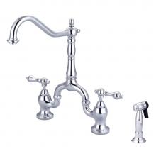 Barclay KFB506-ML-CP - Carlton Kitchen Bridge Faucet Sidespray & Metal Lever Hdl,CP