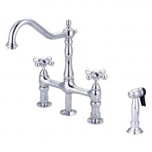 Barclay KFB508-MC-CP - Emral Kitchen Bridge Faucet Sidespray & Metal Cross Hdl,CP