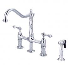 Barclay KFB508-ML-CP - Emral Kitchen Bridge Faucet Sidespray & Metal Lever Hdl,CP