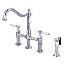 Barclay KFB508-PL-CP - Emral Kitchen Bridge Faucet Sidespray & Porce Lever Hdl,CP