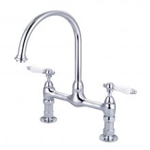 Barclay KFB510-PL-CP - Harding Kitchen Bridge Faucet Porcelain Lever Han,CP