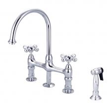 Barclay KFB512-MC-CP - Harding Kitchen Bridge Faucet Sidespray & Metal Cross Hdl,CP