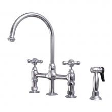 Barclay KFB512-MC2-CP - Harding Kitchen Bridge Faucet Sidespray & Metal Cross Hdl,CP