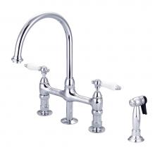 Barclay KFB512-PL-CP - Harding Kitchen Bridge Faucet Sidespray & Porc Lever Hdl,CP