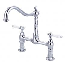 Barclay KFB514-PL-CP - Guthrie Kitchen Bridge Faucet Porcelain Lever Handles, CP