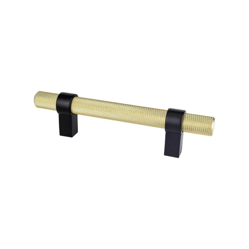 Radial Reign 96mm CC Modern Brushed Gold Bar and Matte Black Posts Pull