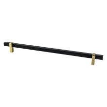 Berenson 5132-455MDB-P - Rivet Rebel 18 inch CC  Matte Black Bar and Modern Brushed Gold Posts Appliance Pull