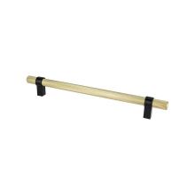 Berenson 5145-4MDB55-P - Radial Reign 224mm CC Modern Brushed Gold Bar and Matte Black Posts Pull