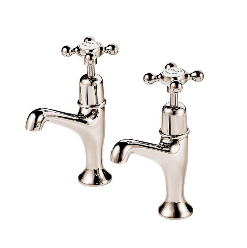 Regent  1900 Pair Pillar Taps With White Porcelain Buttons