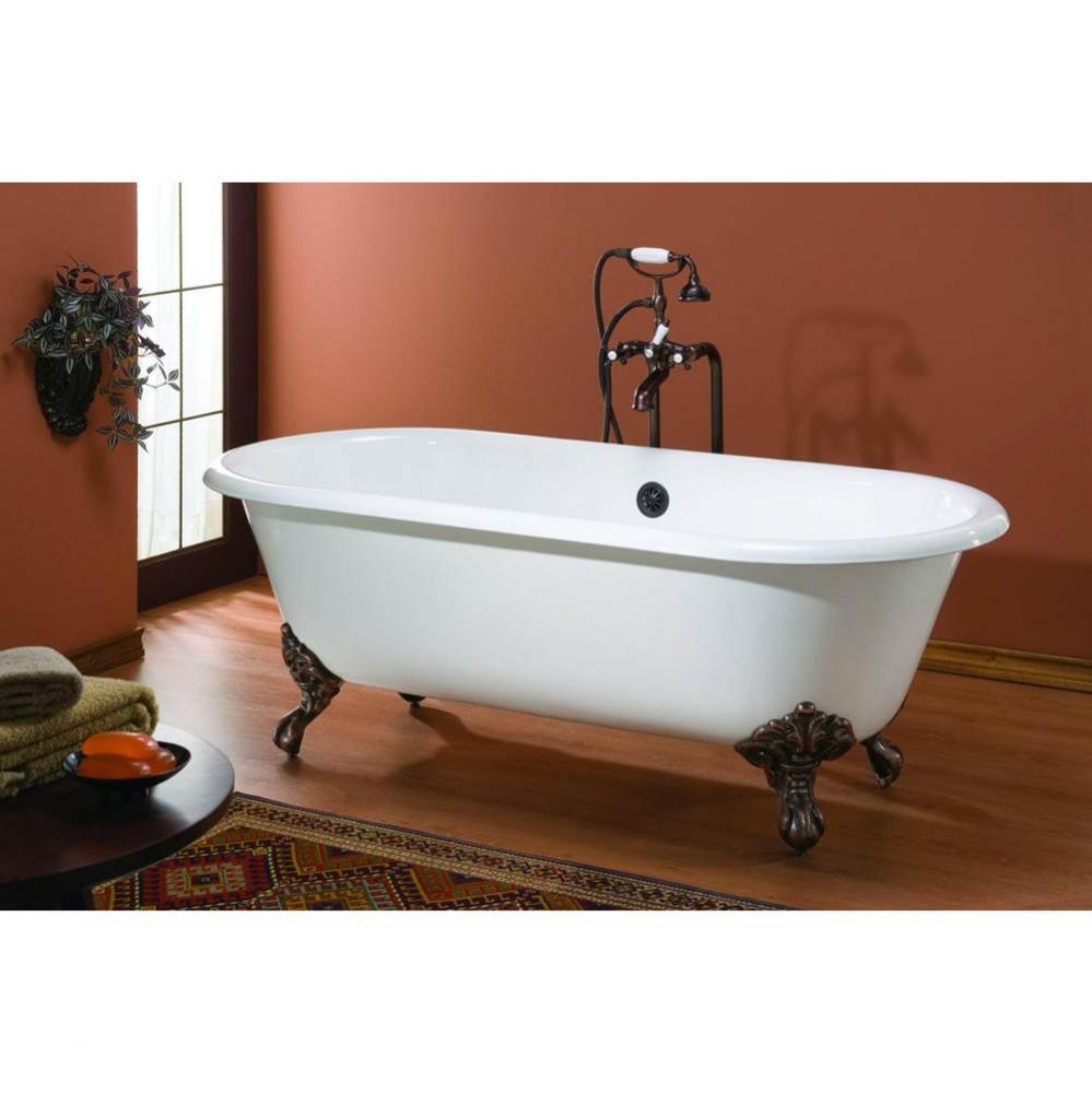 Regal Tub, 70'', White In, Custom Out, Flat, Polished Nickel Feet