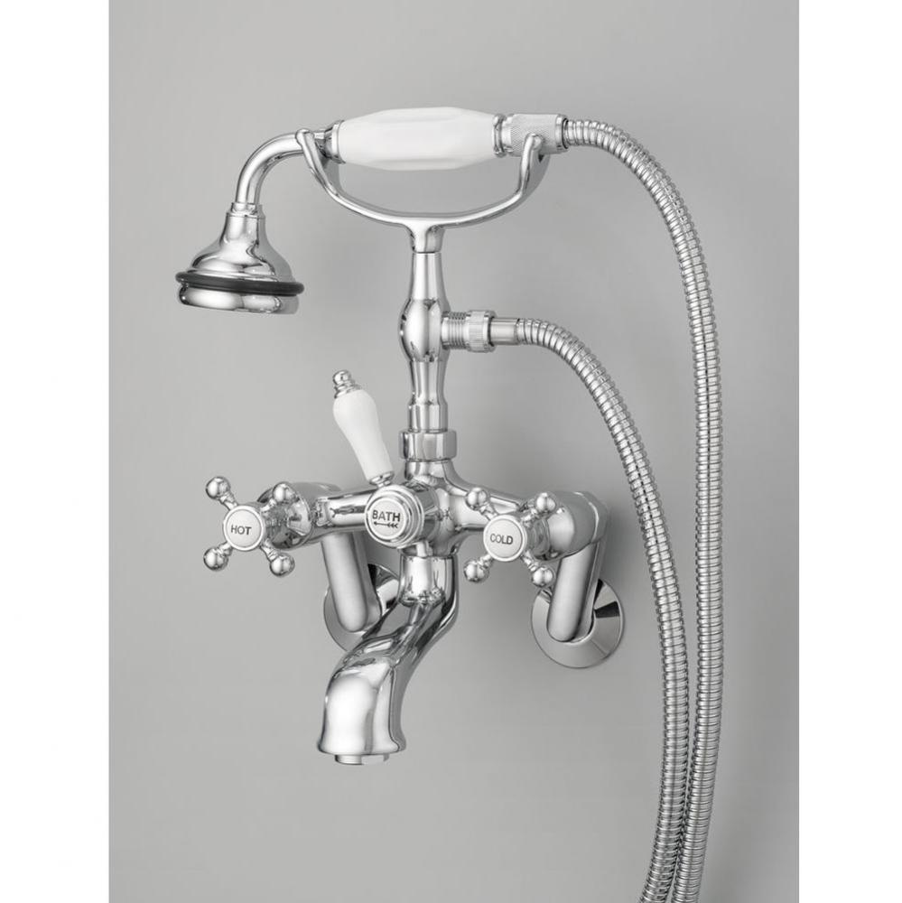 5100 SERIES Wall-Mount Tub Filler - Cross Handles - Porcelain Accents