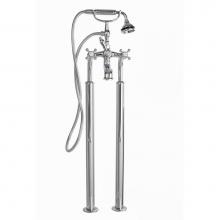 Cheviot Products 5117-3980-CH-LEV - 5100 SERIES Free-Standing Tub Filler with Concealed Stop Valves - Lever Handles - Metal Accents