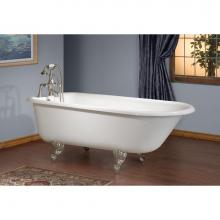 Cheviot Products 2102-WW-PB - Traditional Tub, 61'', White, 3-3/8'' Wall Drilling, Polished Brass Feet