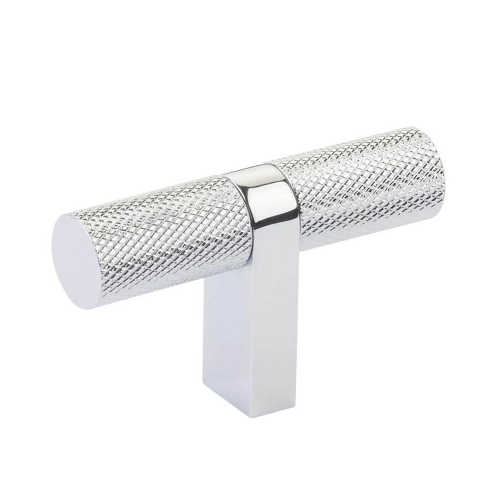 Select Cabinet T-Knob 2-1/4'' overall, Rectangular Bar Stem US26, Knurled Bar US26