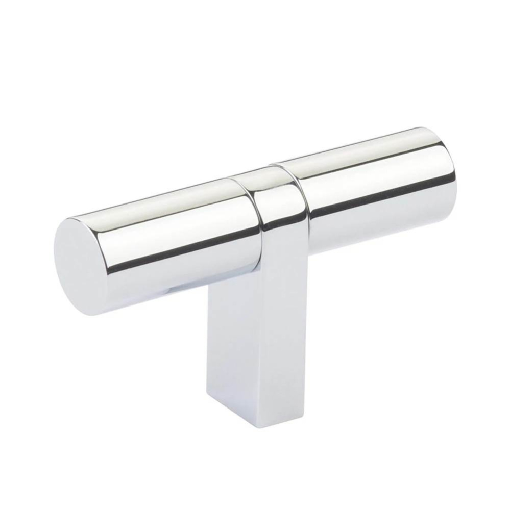 Select Cabinet T-Knob 2-1/4'' overall, Rectangular Bar Stem US26, Smooth Bar US26