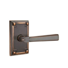 Emtek 5205ACLHUS10B - Privacy, Arts and Crafts Rectangular Rosette, Arts and Crafts Lever, LH, US10B