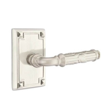 Emtek 5205RBLRHUS15 - Privacy, Arts and Crafts Rectangular Rosette, Ribbon and Reed Lever, RH, US15