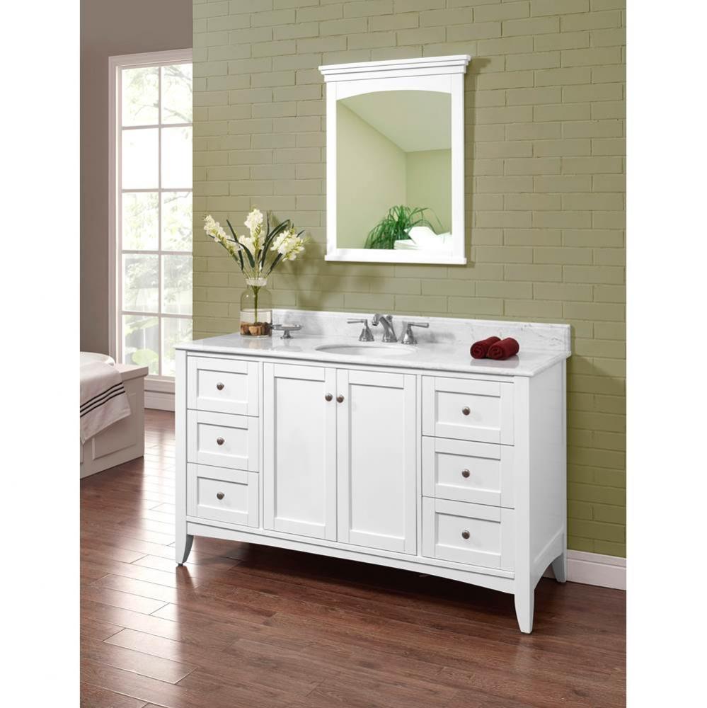 Shaker Americana 60'' Single Bowl Vanity - Polar White