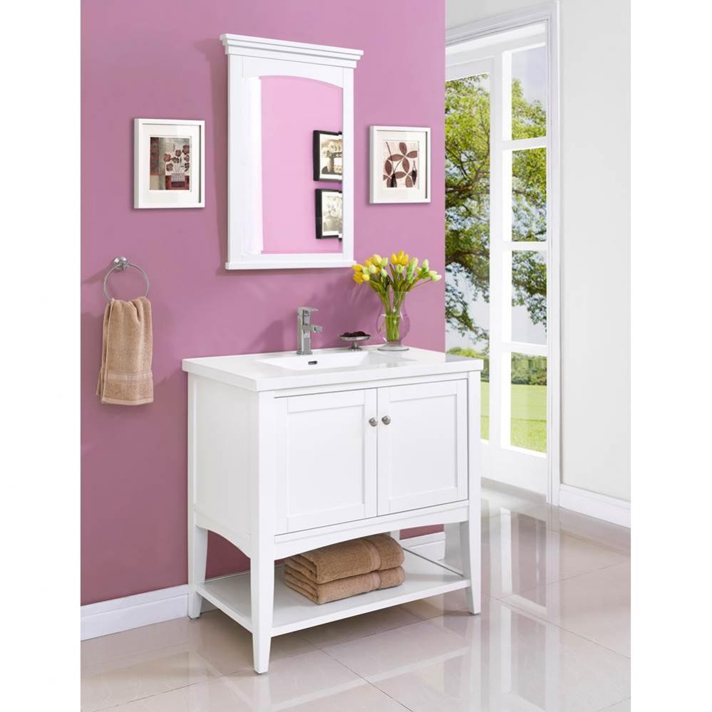 Shaker Americana 36'' Open Shelf Vanity - Polar White