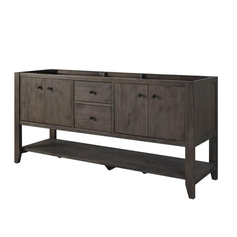 River View 72'' Double Bowl Open Shelf Vanity - Coffee Bean