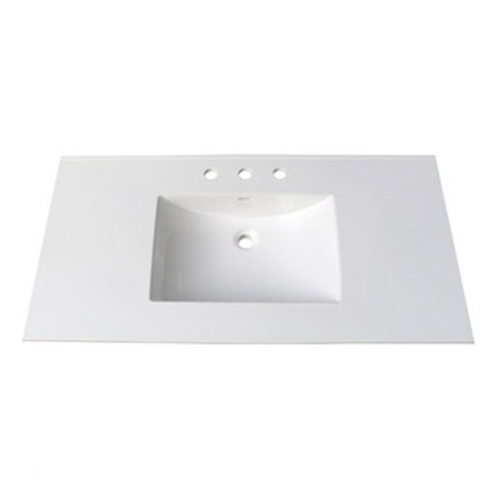 (11/16'') 43'' White Ceramic Top - 8'' widespread