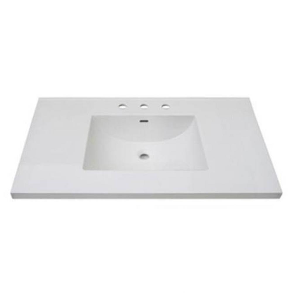 3cm (1-1/4'') 43'' White Ceramic Top - 8'' widespread